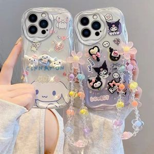 Ốp Lưng bọc Redmi 13C Note 13 Pro + Plus 5G 4G Vỏ điện thoại Thiết kế mới Phim hoạt hình dễ thương 3D Cinnamoroll Kuromi Gấu Thỏ Búp bê Kem Vỏ mềm trong suốt có vòng đeo tay Case 2024