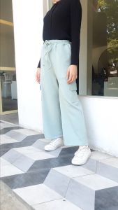 Celana Kulot Cargo Scuba Wanita Polos Simpel Elegan Kekinian