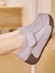 Anti-Slip Leather Slope Heel Single Shoes Comfortable Soft Bottom Platform Slippers Casual Fashion Spring Autumn New Model
