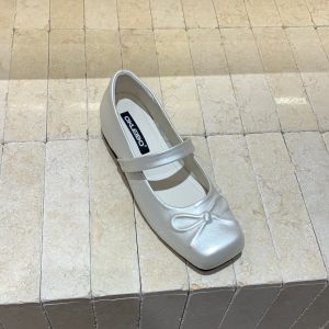 Height Increasing White Bow Mary Jane Shoes