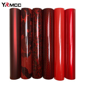 Carbon Fiber Vinyl Wrap Glossy Red Car Stickers Motorcycle Waterproof Vinyl Auto Tuning Self Adhesive Film for Cars Accessories