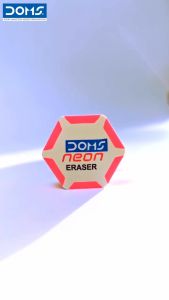 Doms Stationery Hexagon Neon Colored 60 Pieces Eraser
