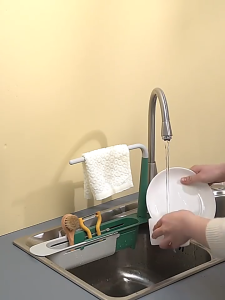 Telescopic Sink Shelf Kitchen Sinks Organizer Soap Sponge Holder Drain Rack Storage Basket Rak Sinki Teleskopik Kitchen Expandable Sink Rack  厨房伸缩水槽架