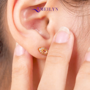 MEILYN Anting Tusuk Kasual Motif Baguette Oval 0251210337