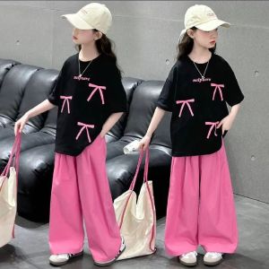 Girls Suit for Kids 7-16years old Summer Suit Fashion Set T-shirt and Long Pants Terno Outfits for Teenager Girls Leisure Sports Suit Trend Hot Sale New Style