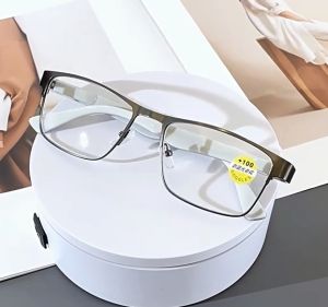 A-G thay thế ống kính Kính đọc sách cho nam giới thẩm mỹ chống bức xạ Đèn xanh dương quang chặn kim loại vuông bạc đen chất lượng cao kính đọc sách với lớp Nhật bản presbyopic G490