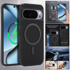Ultra Thin Carbon Fiber Leather Phone Case For Google Pixel 9 10 Pro XL 10Pro 9Pro 9A Luxury Business Magnetic Magsafe Cover