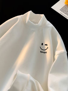 Double-Sided Dralon Half Turtleneck Bottoming Shirt Autumn and Winter Fleece-lined Thickened Korean Style Loose Tops Inner Wear Long Sleeve T-shirt Men