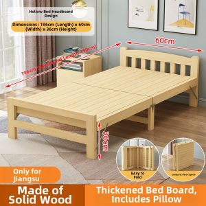 Foldable Solid Wood Bed 1.2m
