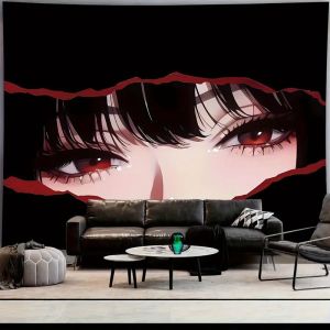 VIKAMA Anime Nhật Bản Cô Gái Mắt Tường Thảm Chống Thấm Nước Chống Bụi Bẩn Polyester Cho Phòng Ngủ Ký Túc Xá Trang Trí Phòng Khách