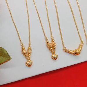 สร้อยคอทองระย้าลายกระดูกงูคั่นเม็ดห้อยจี้หัวใจ ความยาว 17.5-18 นิ้ว ใส่ได้ทุกโอกาส ชุบทอง ทองหุ้ม แฟชั่น ทำจากทองเหลือง