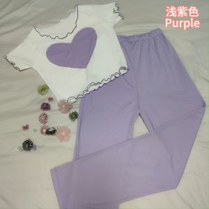 【SG】(SET)Fungus edge design niche versatile slim short top for women summer gentle and slim white short-sleeved top + slim trousers for women