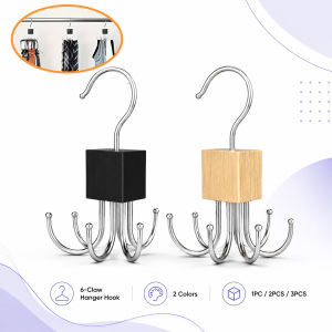 1/2/3PCS Rotating 6 Claw Hanging Hook Space Saving Clothes Hanger Closet Rack Bag Holder Towel Hook Kitchen Bathroom Organizer