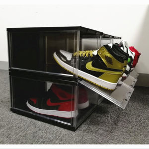 Transparent Plastic Shoe Box Storage Basket Basketball Magnet Absorption Moisture Proof College Dormitory Organizer Box