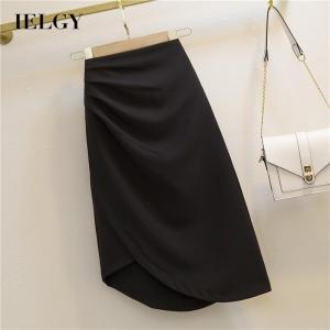 IELGY womens high waist slim mid-length irregular skirt