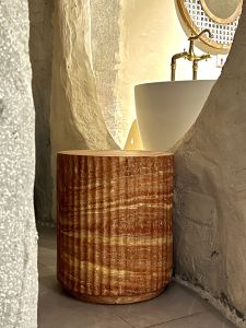 Japandi Style Stone-look End Table