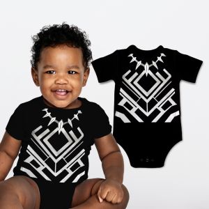 Superhero Black Panther Baby Bodysuit | Cotton Onesie for Boys & Girls | Costume Inspired Outfit