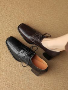 Kitty Master Knot Leather Shoes Womens 2025 New College Style Commute Versatile High Heel Single Shoes Genuine Leather Loafers