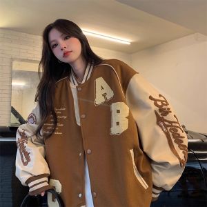 American Retro Quilted Baseball Uniform Outwear Female Autumn and Winter Best Selling Junior High School Students Stylish Padded Jacket
