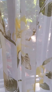 【New Arrival】MH 3in1 Set Printed Lace  Sheer Kurtina For Window  100x200cm Elegant Kurtina Set Red Green Willow No Ring Design Solid Color Yarn Curtain Leaves Kurtina Screen Living Room Ultra Light Tulle Curtain Plain