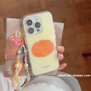 Simple Pumpkin Bracelet Full Cover Anti-Fall Soft Shell for iPhone 16 pro Max Apple 15 Phone Case 14 PM New Model 13 pro Girl Heart 14 Internet Celebrity 15 pro