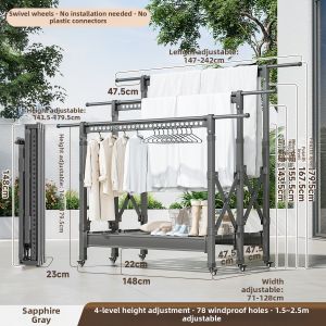MINGZHI | Heavy Duty Outdoor Extendable Clothes Drying Rack