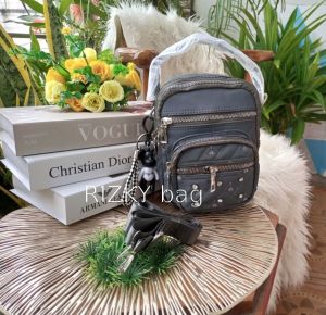 RIZKY BAG COLLECTION - Tas Ransel Mini Multifungsi Bordir Kantong Res Lurus Samping Terlaris