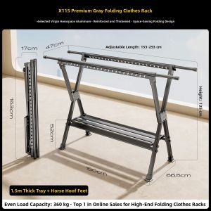MINGZHI | Adjustable Foldable Indoor Balcony Clothes Drying Rack
