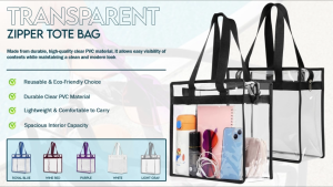 SaleZone - Transparent Zipper Tote Bag Clear PVC Handbag