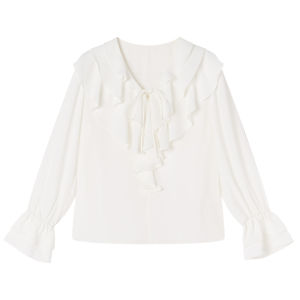 XIANGYING | French Style V-neck White Shirt Blouse