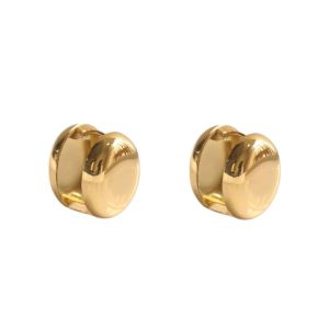 Dome Oval Sphere Hoop Earrings 18K Gold Plated • Waterproof Non-Tarnish 316L Stainless Titanium Steel Hypoallergenic Fashion Statement Earring For Women ER415