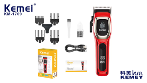 KEMEI Cordless USB-C Electric Mens Hair Trimmer with Sharp Stainless Steel Blades KM-1709 1711 SET 7000 rpm
