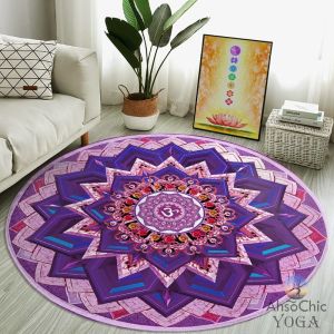 Large Purple Circular Yoga Mat Home Fitness Meditation Floor Pad Dance Mat Sitable Polyester Fiber Living Room Customizable