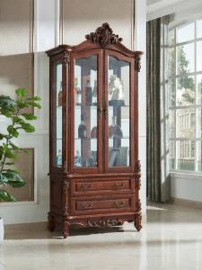 Solid Wood American & European Style Double-Door Bar Cabinet
