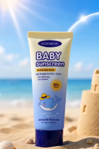 KORMESIC Baby Sunscreen SPF 50+ Sun Protection Moisturizing Soothing Repairing for Face & Body Waterproof Sweatproof Long-Lasting Sun Protection Suitable for Babies Over 1 Year Old And Adults