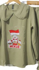 SETELAN ANAK CRINKLE AIRFLOW SETELAN ANAK PEREMPUAN MIXUE USIA 1-7 TAHUN SETELAN KEKINIAN