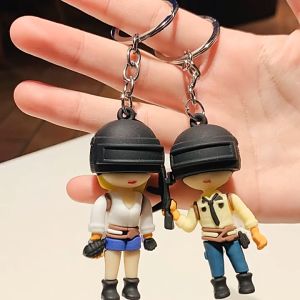 Ready Stock PUBG 7cm PVC CP Keychain Cute Couple PUBG Pendant Birthday Present Gift Rantai Kunci PUBG pasangan kekasih pelajar budak sekolah 绝地求生吃鸡游戏软胶钥匙扣情侣钥匙圈情侣挂件可爱钥匙圈