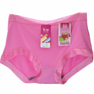 CaiTian Womens Underwear Modal Cotton Bamboo Charcoal Mid-Waist Seamless 30865 Flat Foot Pure Color Hip Cover Lace Edge