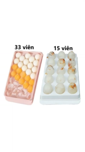 Khay vỉ làm đá thạch viên tròn nhựa VIỆT NHẬT - 15 viên to 33 viên nhỏ có nắp đậy - 6978/9