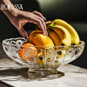 Luxurious Enamel Gold-Decorated Crystal Glass Fruit Tray High-Heeled Living Room Decorative Items for Tea Table Home Use