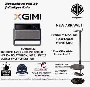 [Top1 Seller for Projectors] XGIMI HORIZON 20 4K c/w Free Original Modular Tall Stand worth $399 Triple Laser Projector 3200 ISO Lumens Google TV with Licensed Netflix Optical Zoom & Lens Shift IMAX Enhanced Dolby Vision - 2 Years Local Warranty