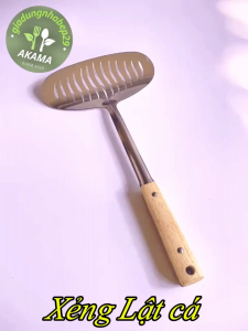 Xẻng Lật Cá Chiên Dán Inox Cán Gỗ - Dễ Dàng Lật Món Giữ Nguyên Hương Vị