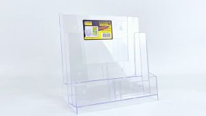 3-Tier Clear Literature Holder Premium Acrylic Pamphlet Holder Multi Pocket Brochure Display Stand
