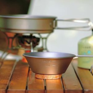 Tiartisan 260ml Titanium Camping Sierra Bowl With Fixed Handle Outdoor Picnic Ultralight Portable Salad Meal Bowl Food Container