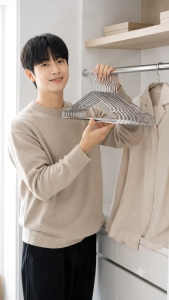SET 10 Móc Treo Quần Áo Inox Chống Gỉ 42cm - Móc Phơi Đồ Chịu Lực Treo Áo Sơ Mi Áo Khoác Gọn Tủ - Móc INOX Phơi Quần Áo Có Rãnh Chống Trượt Tiện Lợi
