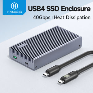 Hagibis | Hagibis 40Gbps USB4 M.2 NVMe SSD Enclosure With LED Display USB4 Cable for Thunderbolt 4/3 USB 3.2/3.1/3.0 B+M M-Key SSD Case