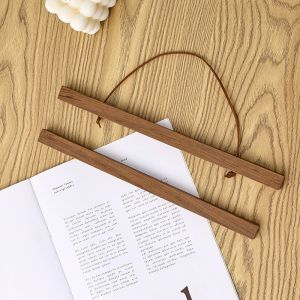 1pc 21 31 41 51cm Teak Pine Wood Magnetic Painting Frame Black White 20pcs Hooks for Photo Frame Painting Canvas Poster Frame