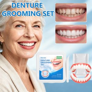 Lifelike Fit Denture Grooming Set Full Upper Lower False Teeth Veneers Fill Gaps Natural Shade Smile Modification Oral Care Kit