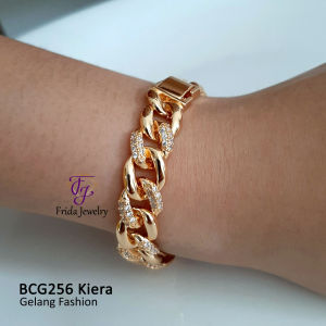 Gelang Tangan Wanita Kiera Sisik Naga Permata Elegan Mewah Awet Anti Karat Perhiasan Fashion Import Premium Cocok dipakai pesta kondangan jalan-jalan kado hadiah bcg256