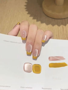 Summer White Enhancing Handmade French Glass Bead Cat Eye Nail Art Wearable False Nails Detachable Beauty Nail Products